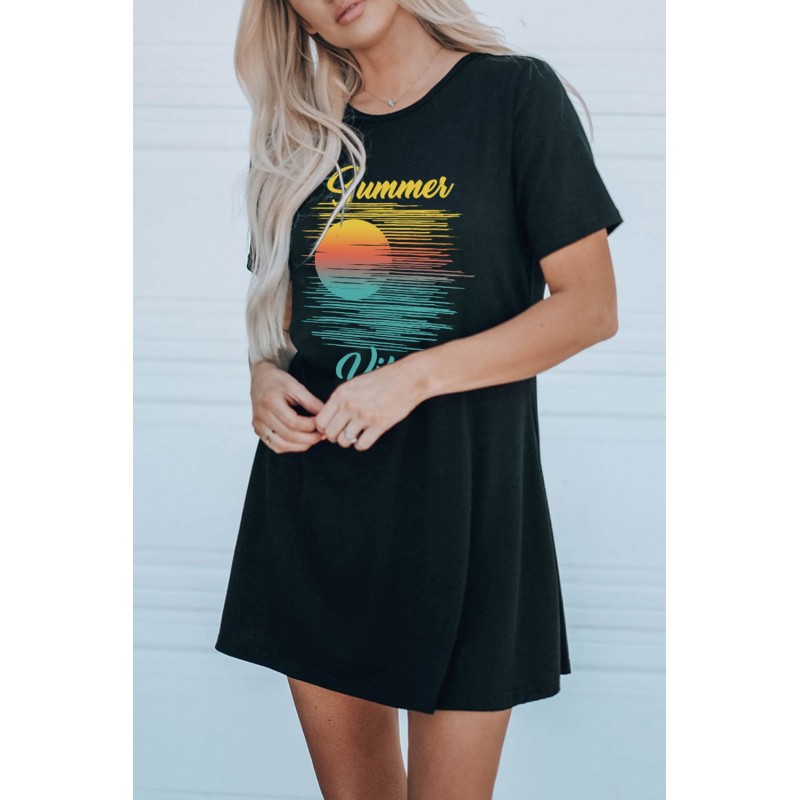 Black Summer Vibes Color Block Short Sleeve Mini Dress Black Summer Vibes Color Block Short Sleeve Mini Dress