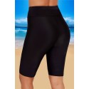 Black Heart Shape Letter Print Drawstring High Waist Swim Shorts